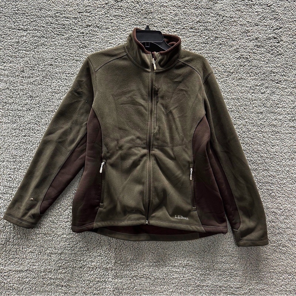 L.L. Bean Olive Green Fleece Jacket Size XL